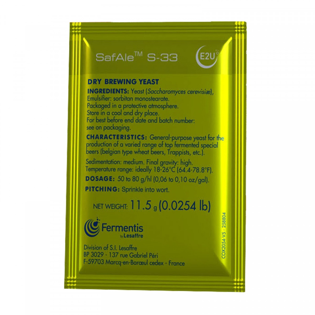 Fermentis levure de bière sèche SafAle S-33 11,5g