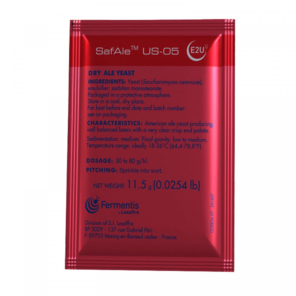 Fermentis levure de bière sèche SafAle US-05(56) 11.5 g